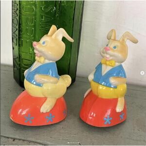 Vintage Easter Mechanical Toy Friction Wheels Bunny Rabbit Hong Kong CHOICE ONE